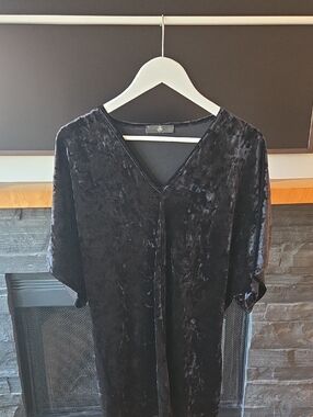 Crushed Velvet V-Neck Dress